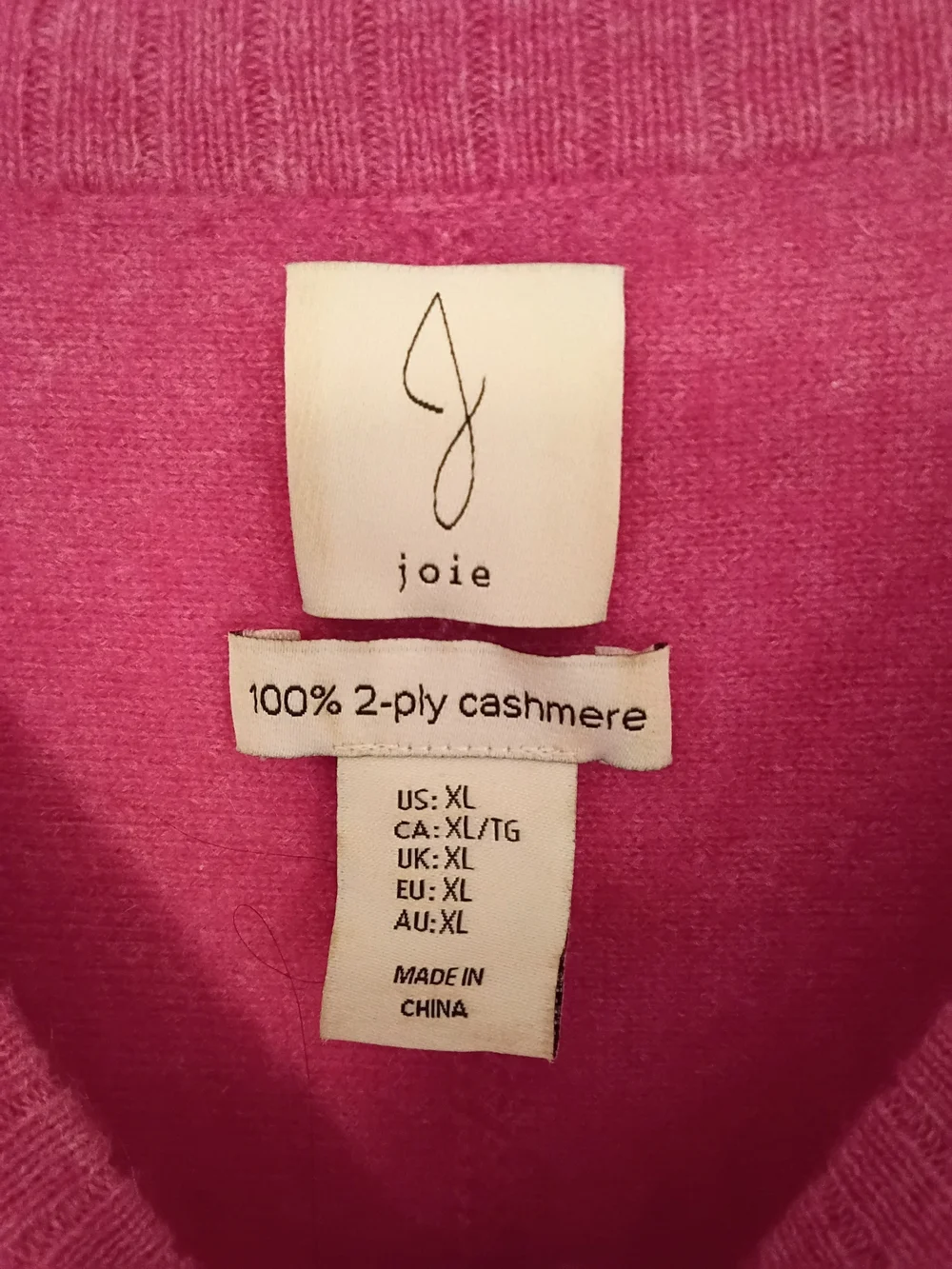 Joie Bright Fuchsia Crewneck Sweater Cashmere